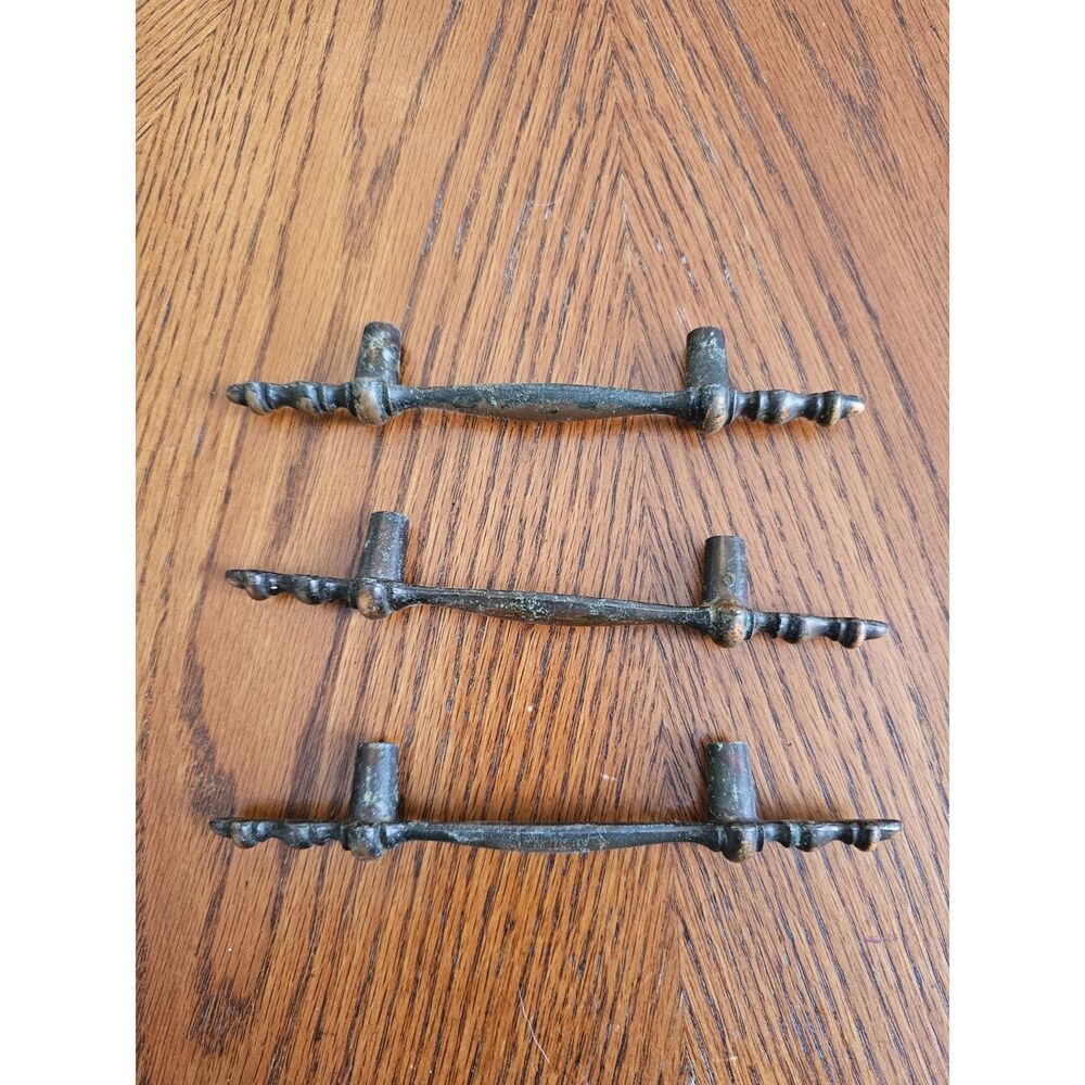 3 pc 1960s RD Amerock Drawer Door Cabinet Pulls Handle Bronzed 3" center 5.75" L - Picture 4 of 7
